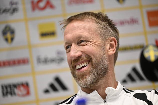 STOCKHOLM , SWEDEN 20260603 national team, Nationalteam captain Graham Potter during a press conference, PK, Pressekonferenz in connection with the national football team s training at Strawberry Arena ahead of the friendly match against Greece and the upcoming World Cup finals. STOCKHOLM SWEDEN x10050x