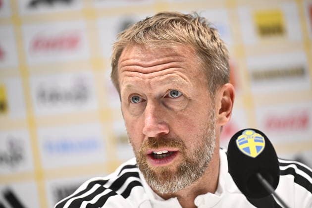 STOCKHOLM , SWEDEN 20260603 national team, Nationalteam captain Graham Potter during a press conference, PK, Pressekonferenz in connection with the national football team s training at Strawberry Arena ahead of the friendly match against Greece and the upcoming World Cup finals. STOCKHOLM SWEDEN x10050x