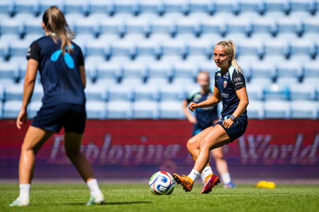 260603 Emilie Woldvik of the Norwegian women™s national football team during a training session on June 3, 2026 in Oslo. Photo: Marius Simensen BILDBYRAN Cop 238 bbeng dam fifa women s world cup qualifier football fotball fotboll norge norway practice soccer training trening träning Copyright: MARIUSxSIMENSEN BB260603BB333