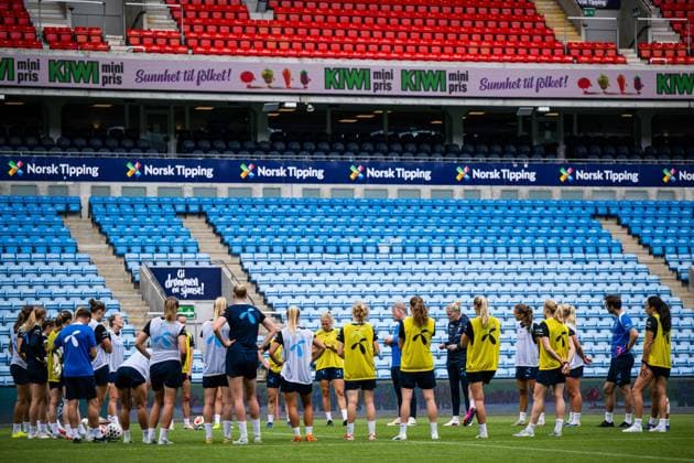 260603 Players and staff of the Norwegian women™s national football team during a training session on June 3, 2026 in Oslo. Photo: Marius Simensen BILDBYRAN Cop 238 bbeng dam fifa women s world cup qualifier football fotball fotboll norge norway practice soccer training trening träning Copyright: MARIUSxSIMENSEN BB260603BB347