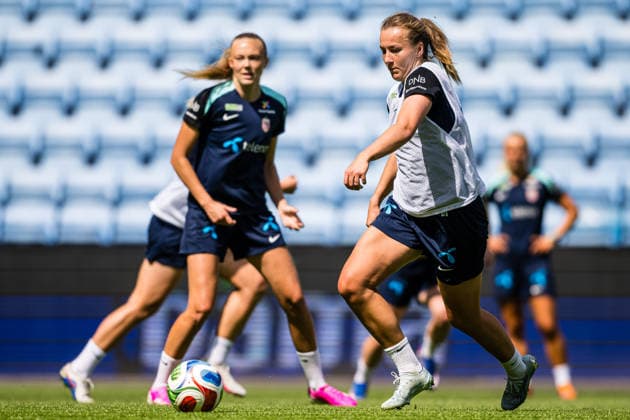 260603 Sara Kanutte Fornes of the Norwegian women™s national football team during a training session on June 3, 2026 in Oslo. Photo: Marius Simensen BILDBYRAN Cop 238 bbeng dam fifa women s world cup qualifier football fotball fotboll norge norway practice soccer training trening träning Copyright: MARIUSxSIMENSEN BB260603BB353