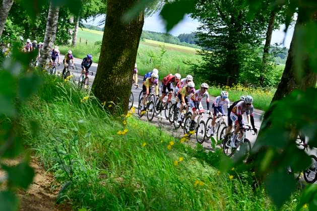 Tour de Wallonie 2026 Stage 3 VAUX-SUR-SÛRE, BELGIUM - JUNE 03 : Illustration picture of the peloton during stage 3 of the 47th edition of Ethias Tour de Wallonie an UCI ProSeries 2.Pro cycling road race stage for Men Elite of 176.9 km with start in Habay and finish in Vaux-sur-Sûre on June 3, 2026 in Vaux-sur-Sûre, Belgium, 03 06 2026 ( Motordriver Pieter Van Herzele - Vaux-sur-Sûre Belgium  Copyright: xSesx