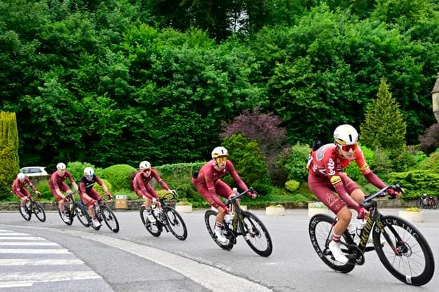 Tour de Wallonie 2026 Stage 3 VAUX-SUR-SÛRE, BELGIUM - JUNE 03 : Florez Samuel (COL) of Modern Adventure Pro Cycling and Haug Kieran (USA) of Modern Adventure Pro Cycling in action during stage 3 of the 47th edition of Ethias Tour de Wallonie an UCI ProSeries 2.Pro cycling road race stage for Men Elite of 176.9 km with start in Habay and finish in Vaux-sur-Sûre on June 3, 2026 in Vaux-sur-Sûre, Belgium, 03 06 2026 ( Motordriver Pieter Van Herzele - Vaux-sur-Sûre Belgium  Copyright: xSesx