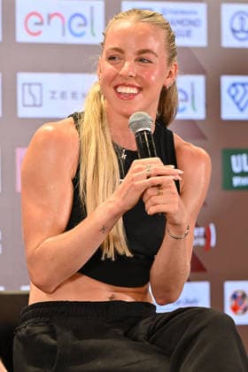 Foto IPP Roberto Ramaccia Roma 3 6 2026 Golden Gala Pietro Mennea 2026 press conference, PK, Pressekonferenz in Rome Nella foto Keely Hodgkinson 400m Women during the press conference at the Golden Gala in Rome. Italy Photo Press - World Copyright Roma italy Italia ITALY  Copyright: xR4924_italyphotopressx