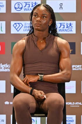 Foto IPP Roberto Ramaccia Roma 3 6 2026 Golden Gala Pietro Mennea 2026 press conference, PK, Pressekonferenz in Rome Nella foto Melissa Jefferson-Wooden 200m Women during the press conference at the Golden Gala in Rome. Italy Photo Press - World Copyright Roma italy Italia ITALY  Copyright: xR4924_italyphotopressx
