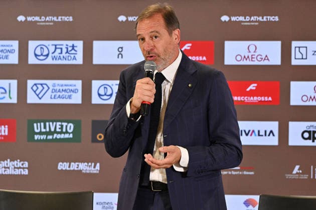Foto IPP Roberto Ramaccia Roma 3 6 2026 Golden Gala Pietro Mennea 2026 press conference, PK, Pressekonferenz in Rome Nella foto Stefano Mei President of FIDAL during the press conference at the Golden Gala in Rome. Italy Photo Press - World Copyright Roma italy Italia ITALY  Copyright: xR4924_italyphotopressx
