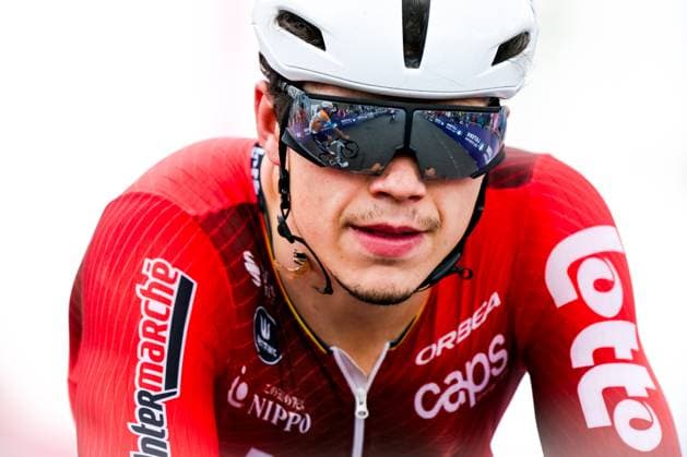 Belgian Arnaud De Lie of Lotto-Intermarche crosses the finish line at the third stage of the Tour De Wallonie cycling race, from Habay to Vaux-sur-SÃ»re (176,9 km), on Wednesday 03 June 2026. DAVIDxPINTENS  x175839260x