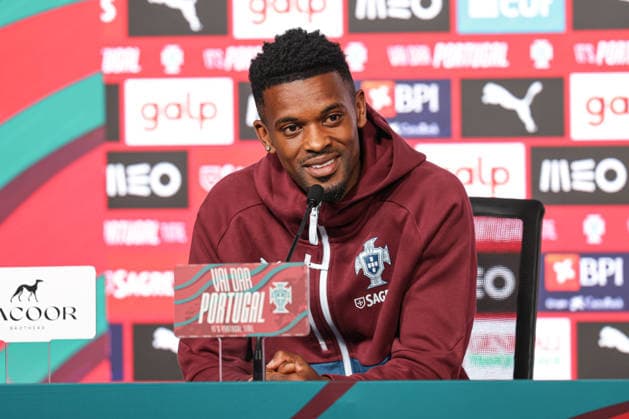 Fußball, FIFA WM 2026, Nationalteam Portugal, Pressekonferenz press conference, PK, Pressekonferenz of the Portuguese national football team in the football city of Oeiras - Portugal, June 3, 2026, in Alges, Portugal. Nelson Semedo Copyright: HMBxMedia FernandoxSoares
