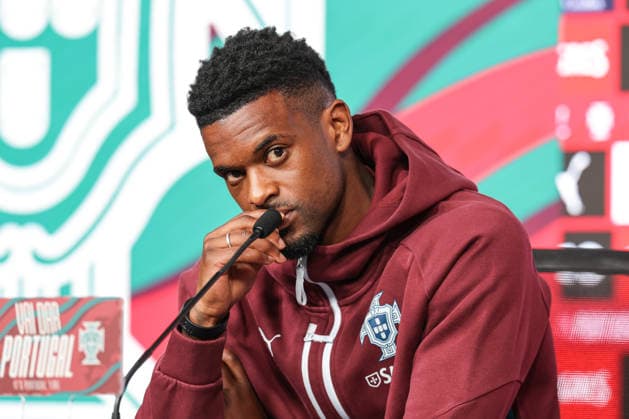 Fußball, FIFA WM 2026, Nationalteam Portugal, Pressekonferenz press conference, PK, Pressekonferenz of the Portuguese national football team in the football city of Oeiras - Portugal, June 3, 2026, in Alges, Portugal. Nelson Semedo Copyright: HMBxMedia FernandoxSoares