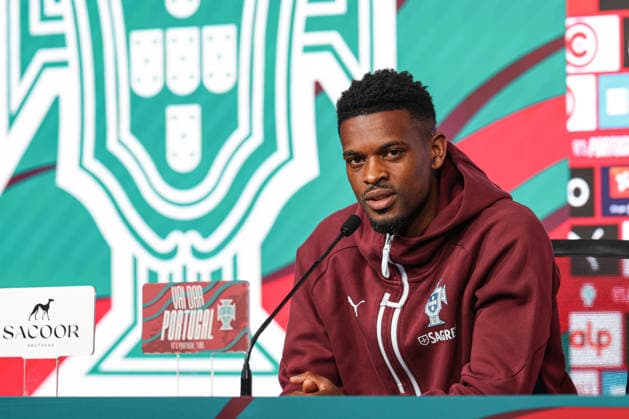 Fußball, FIFA WM 2026, Nationalteam Portugal, Pressekonferenz press conference, PK, Pressekonferenz of the Portuguese national football team in the football city of Oeiras - Portugal, June 3, 2026, in Alges, Portugal. Nelson Semedo Copyright: HMBxMedia FernandoxSoares