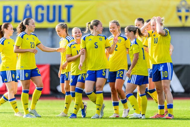260603 Alice Bergström of Sweden celebrates scoring 1-0 during the U23 womenÂ s International Friendly, Länderspiel, Nationalmannschaft football match between Sweden and Norway on June 3, 2026 in Kalmar. Photo: Suvad Mrkonjic BILDBYRAN COP 170 SM0467 fotboll football soccer fotball u23 under 23 sverige sweden norge norway dam bbeng jubel Copyright: SUVADxMRKONJIC BB260603SM089