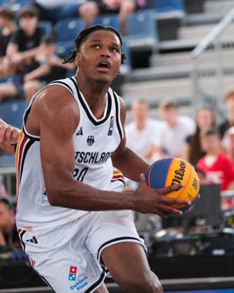 Basketball, FIBA 3x3 WM in Warschau, Männer, Deutschland - China June 3, 2026, Warsaw, Masovian Voivodeship, Poland: Germany s FABIAN GIESSMANN (20) in action during a FIBA 3x3 Basketball World Cup men s Pool C game between Germany and China in Warsaw, Poland. Basketball 2026: FIBA 3x3 World Cup Men s Pool C: Germany 22:12 China  - ZUMAk204 20260603_zip_k204_012 Copyright: xRomanxKozielx