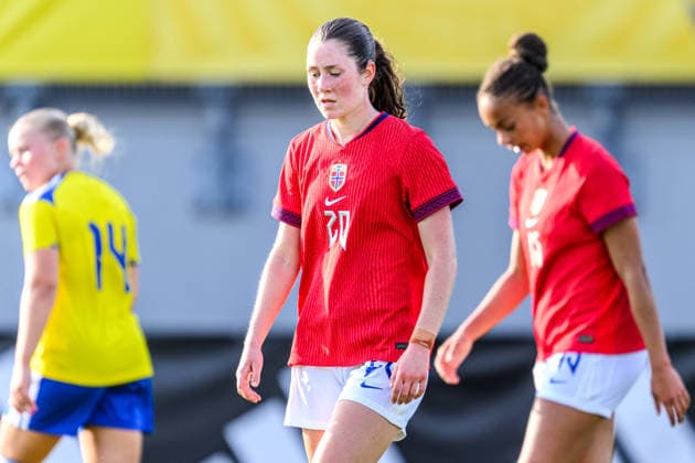 260603 Froya Brennskag-Dorsin and Emilie osteras of Norway looks dejected during the U23 womenÂ s International Friendly, Länderspiel, Nationalmannschaft football match between Sweden and Norway on June 3, 2026 in Kalmar. Photo: Suvad Mrkonjic BILDBYRAN COP 170 SM0467 fotboll football soccer fotball u23 under 23 sverige sweden norge norway dam bbeng depp Copyright: SUVADxMRKONJIC BB260603SM104