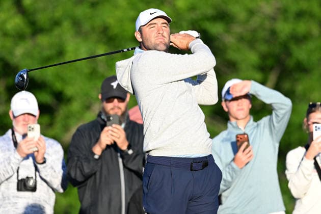 Golf, The Memorial Tournament in Dublin, Ohio, Training June 3, 2026: Scottie Scheffler (USA) drives off the 1st tee in the Workday Golden Bear Pro Am in Dublin, Ohio. Cal Media PGA, Golf Herren 2026: The Memorial Tournament Practice Rounds JUN 3  - ZUMAc04_ 20260603_zma_c04_046 Copyright: xBrentxClarkx
