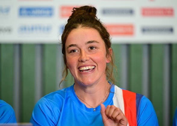 Kanu, ICF Slalom Weltcup in Prag - Troja, PRessekonferenz Czech canoeist Tereza Kneblova attends a press conference, PK, Pressekonferenz prior to ICF Canoe Slalom World Cup 2026 on June 3, 2026, in Prague, Czech Republic. World Cup slalom races to be held June 5-7 in Troja, Prague. (CTKxPhoto RomanxVondrous) CTKPhotoP2026060306160  CTKPhotoP2026060306160