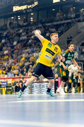Handball, HBL, Rhein-Neckar Löwen - TSV Hannover-Burgdorf #3 03.06.2026, xdaymx, Handball Daikin HBL, Rhein Neckar Loewen - TSV Hannover-Burgdorf Haukur Thrastarson (Rhein-Neckar Löwen) beim 7 Meter (DFL DFB REGULATIONS PROHIBIT ANY USE OF PHOTOGRAPHS as IMAGE SEQUENCES and or QUASI-VIDEO) Mannheim
