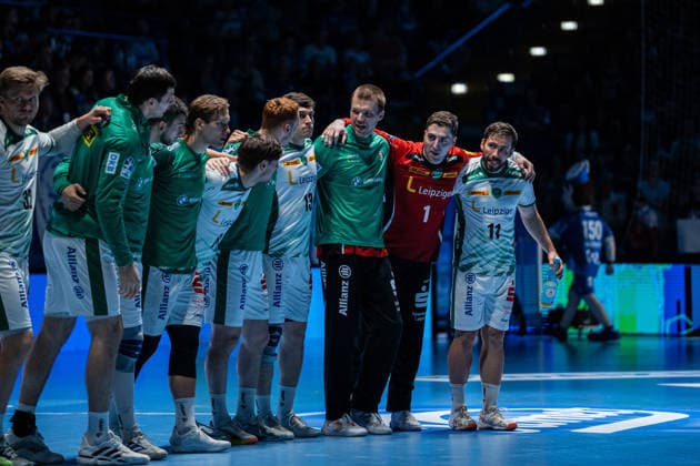Handball, HBL, TBV Lemgo - SC DHfK Leipzig TBV Lemgo Lippe (GER) vs. SC DHfK Leipzig (GER), Handball, Daikin Handball Bundesliga, 33. Spieltag, 3.6.2026, Saision 2025 2026, Lemgo Die Spieler des SC DHfK Leipzig (GER) beim Einlaufen Lemgo Phoenix Contact Arena Deutschland