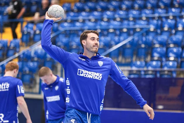 Handball, HBL, TBV Lemgo - SC DHfK Leipzig 2026.06.03, xkwix, Handball, HBL, TBV Lemgo Lippe - SC DHfK Leipzig, PHOENIX CONTACT arena, 33.Spieltag, Saison 2025 2026: Hendrik Wagner (TBV Lemgo Lippe 28) beim aufwaermen im Wurf Photo: xKamilxWilkowskixPressefotoKochx Nordrhein-Westfalen Deutschland