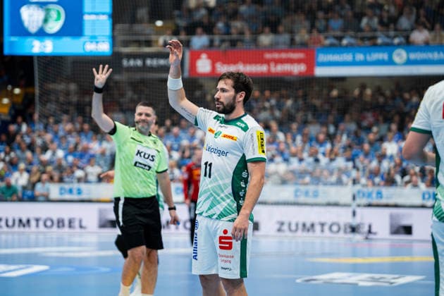 Handball, HBL, TBV Lemgo - SC DHfK Leipzig TBV Lemgo Lippe (GER) vs. SC DHfK Leipzig (GER), Handball, Daikin Handball Bundesliga, 33. Spieltag, 3.6.2026, Saision 2025 2026, Lemgo Lukas Binder (SC DHfK Leipzig, 11) wartet auf den Ball Lemgo Phoenix Contact Arena Deutschland