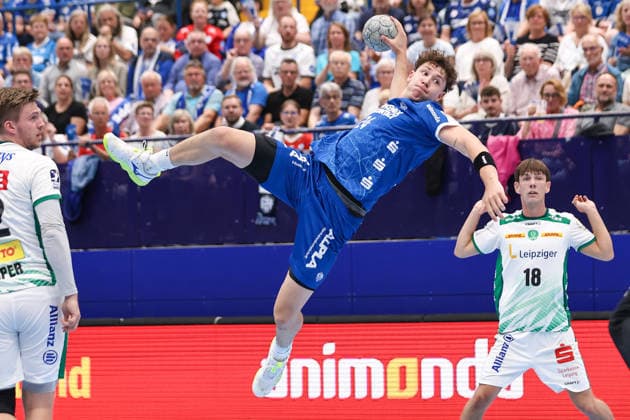 Handball, HBL, TBV Lemgo - SC DHfK Leipzig 2026.06.03, xkwix, Handball, HBL, TBV Lemgo Lippe - SC DHfK Leipzig, PHOENIX CONTACT arena, 33.Spieltag, Saison 2025 2026: JoÃ«l Willecke (TBV Lemgo Lippe 24) beim Torwurft Photo: xKamilxWilkowskixPressefotoKochx Nordrhein-Westfalen Deutschland