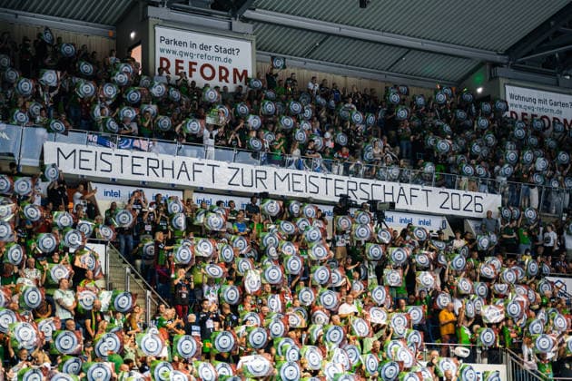 Handball, HBL, SC Magdeburg - VfL Gummersbach #2 Deutschland: HBL DAIKIN Handball Bundesliga 2025 - 2026, 33. Spieltag - SC Magdeburg vs VfL Gummersbach - GETEC Arena (Magdeburg): Fans, Zuschauer, Stimmung, Atmosphäre, Choreografie Copyright: xTomxLauruschkatx