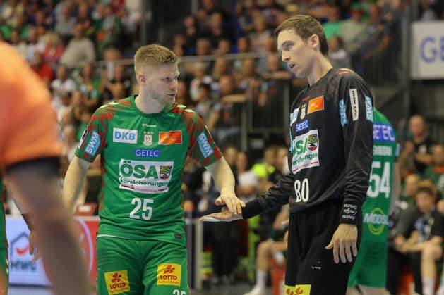 Handball, HBL, SC Magdeburg - VfL Gummersbach #3 03.06.2026, xtgx, Handball, Daikin HBL, SC Magdeburg - VfL Gummersbach v.l. Sebastian Barthold (Magdebug, 25) Nikola Portner (Magdeburg, 80) Magdeburg