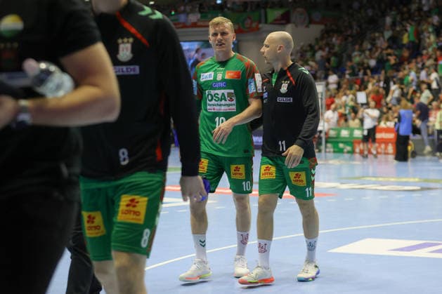 Handball, HBL, SC Magdeburg - VfL Gummersbach #3 03.06.2026, xtgx, Handball, Daikin HBL, SC Magdeburg - VfL Gummersbach v.l. Gisli Thorgeir Kristjansson (Magdeburg, 10) verletzt Verletzung Magdeburg