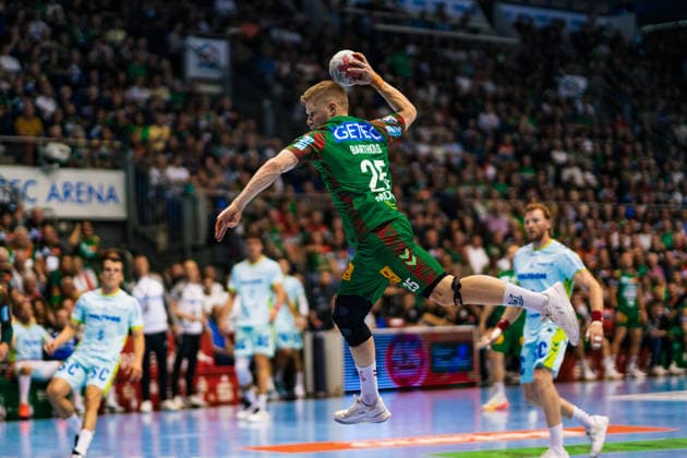 Handball, HBL, SC Magdeburg - VfL Gummersbach #3 Deutschland: HBL DAIKIN Handball Bundesliga 2025 - 2026, 33. Spieltag - SC Magdeburg vs VfL Gummersbach - GETEC Arena (Magdeburg): Sebastian Barthold (SC Magdeburg, 25) am Ball Copyright: xTomxLauruschkatx