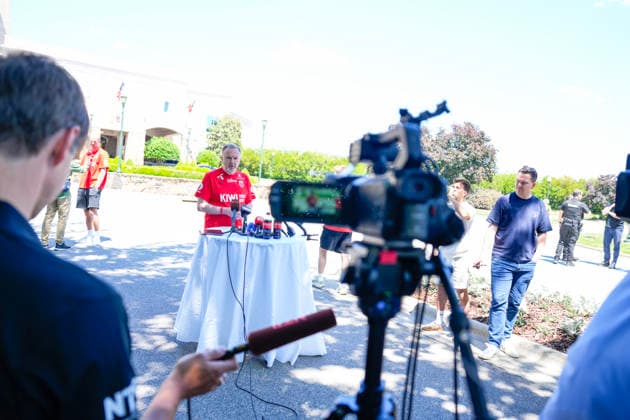 World Cup 2026 Greensboro , USA 20260603 Norway s sports project manager for the 2026 World Cup, Truls Daehli, meets the press outside the players hotel Grandover Resort in Greensboro Photo Fredrik Varfjell NTB Greensboro United States EDITORIAL USE ONLY RESTRICTED USE FOR BETTING COMPANIES  Copyright: xFredrikxVarfjellx xNTBx