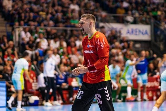 Handball, HBL, SC Magdeburg - VfL Gummersbach #3 Deutschland: HBL DAIKIN Handball Bundesliga 2025 - 2026, 33. Spieltag - SC Magdeburg vs VfL Gummersbach - GETEC Arena (Magdeburg): Dominik Kuzmanovic (VfL Gummersbach, 1) Einzelbild Copyright: xTomxLauruschkatx