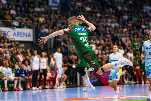 Handball, HBL, SC Magdeburg - VfL Gummersbach #3 Deutschland: HBL DAIKIN Handball Bundesliga 2025 - 2026, 33. Spieltag - SC Magdeburg vs VfL Gummersbach - GETEC Arena (Magdeburg): Sebastian Barthold (SC Magdeburg, 25) am Ball Copyright: xTomxLauruschkatx