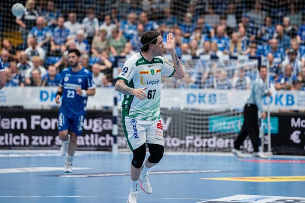 Handball, HBL, TBV Lemgo - SC DHfK Leipzig #4 TBV Lemgo Lippe (GER) vs. SC DHfK Leipzig (GER), Handball, Daikin Handball Bundesliga, 33. Spieltag, 3.6.2026, Saision 2025 2026, Lemgo Dean Bombac (SC DHfK Leipzig, 67) beschwert sich Lemgo Phoenix Contact Arena Deutschland