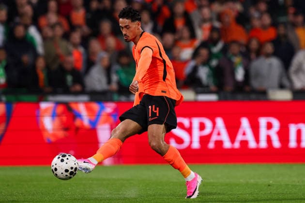 Fußball, Testspiel, Niederlande - Algerien #3 2026-06-03 Netherlands v Algeria - Friendly international football match ROTTERDAM, NETHERLANDS - JUNE 3: Tijjani Reijnders of Netherlands shoots the ball during the Friendly international football match match between Netherlands and Algeria at Stadion Feijenoord on June 3, 2026 in Rotterdam, Netherlands. Rotterdam Stadion Feijenoord Netherlands Content not available for redistribution in The Netherlands directly or indirectly through any third parties. Copyright: xHansxvanxderxValkx