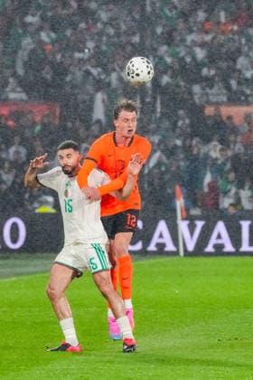 Fußball, Testspiel, Niederlande - Algerien #3 Friendly: Netherlands v Algeria Rotterdam - Rayan AÃ¯t-Nouri of Algeria, Mats Wieffer of The Netherlands during the International Friendly, Länderspiel, Nationalmannschaft between Netherlands v Algeria at De Kuip on 3 June 2026 in Rotterdam, Netherlands. Copyright: xTomxBodex