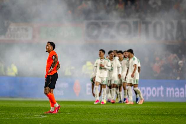 Fußball, Testspiel, Niederlande - Algerien #5 ROTTERDAM - Justin Kluivert or the Netherlands is disappointed after Algeria s 0-1 goal during the 2026 World Cup friendly match between the Netherlands and Algeria at Stadium De Kuip on June 3, 2026, in Rotterdam, the Netherlands. (Photo by Stefan Koops EYE4IMAGES DeFodi Images) -