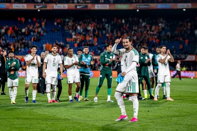 ROTTERDAM - Match winner Anis Hadj Moussa of Algeria during the 2026 World Cup friendly match between the Netherlands and Algeria at Stadium De Kuip on June 3, 2026, in Rotterdam, the Netherlands. (Photo by Stefan Koops EYE4IMAGES DeFodi Images) -