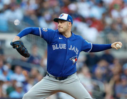 Pitcher Patrick Corbin 46 of the Toronto Blue Jays throws a pitch against the Atlanta Braves at Truist Park on Wednesday, June 3, 2026 in Atlanta, Georgia.  ATL20260603102 MikexZarrilli