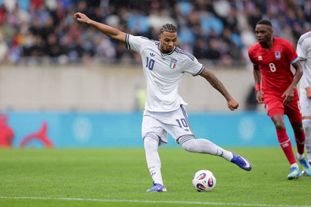 Cher Ndour (Italien 10) Torschuss Fussball, Saison 2025-2026, Freundschaftsspiel, Länderspiel 03.06.2026 Nationalmannschaft Luxemburg - Italien (LUX vs ITA) Stade de Luxembourg, Luxemburg