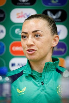Republic of Ireland WNT press conference, PK, Pressekonferenz SuperValu Pairc UiChaoimh, Cork 4 6 2026 Katie McCabe Katie McCabe 4 6 2026  Copyright: x INPHO TomxMaherx RDR_4208