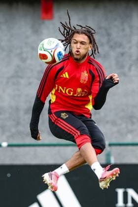 Sport Bilder des Tages Belgium s Diego Da Silva Moreira pictured in action during a training session of Belgian national soccer team Red Devils for the 2026 FIFA World Cup, WM, Weltmeisterschaft, Fussball at the Proximus Basecamp in Tubize, on Thursday 04 June 2026. Red Devils will play a friendly game against Tunisia on Sathurday before leaving for the 2026 FIFA World Cup. BRUNOxFAHY  x175908945x