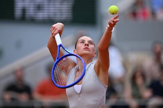 2026 French Open (Roland-Garros) - Day 12 PARIS, FRANCE - JUNE 4: Marta Kostyuk of Ukraine in action against Mirra Andreyeva (not seen) during women s Singles semi-final match of the 2026 French Open at Philippe-Chatrier Court in Paris, France on June 04, 2026. Mustafa Yalcin Anadolu Paris France. Editorial use only. Please get in touch for any other usage.  Copyright: x2026xAnadoluxMustafaxYalcinx