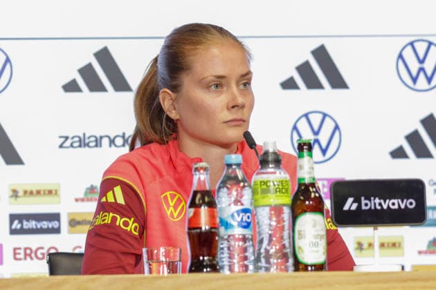 04.06.2026, xgrfx, Fussball DFB-Medientermine, Deutsche Frauennationalmannschaft - Pressekonferenz und Abschlusstraining v.l. Sjoeke Nüsken (Deutsche Frauennationalmannschaft) (DFL DFB REGULATIONS PROHIBIT ANY USE OF PHOTOGRAPHS as IMAGE SEQUENCES and or QUASI-VIDEO) Köln