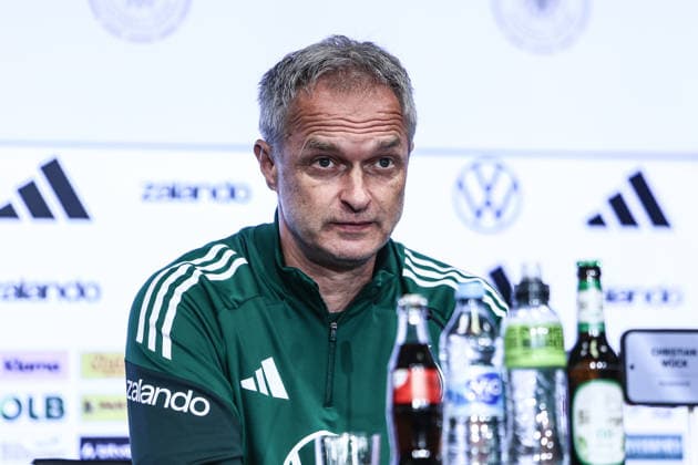 Fussball, WM-Qualifikation Europa (Frauen) Saison 2026 Abschluss Pressekonferenz Deutschland vor dem Spiel gegen Norwegen 04.06.2026, RheinEnergeieSTADION Christian Wück (Trainer, Deutschland) Köln RheinEnergieSTADION Nordrhein-Westfalen Deutschland