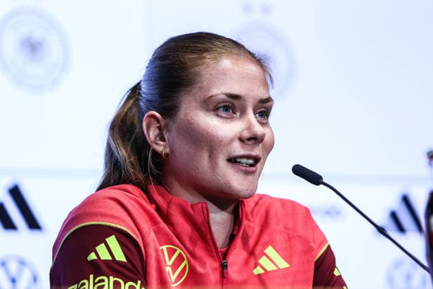 Fussball, WM-Qualifikation Europa (Frauen) Saison 2026 Abschluss Pressekonferenz Deutschland vor dem Spiel gegen Norwegen 04.06.2026, RheinEnergeieSTADION Sjoeke Nüsken (Deutschland) Köln RheinEnergieSTADION Nordrhein-Westfalen Deutschland