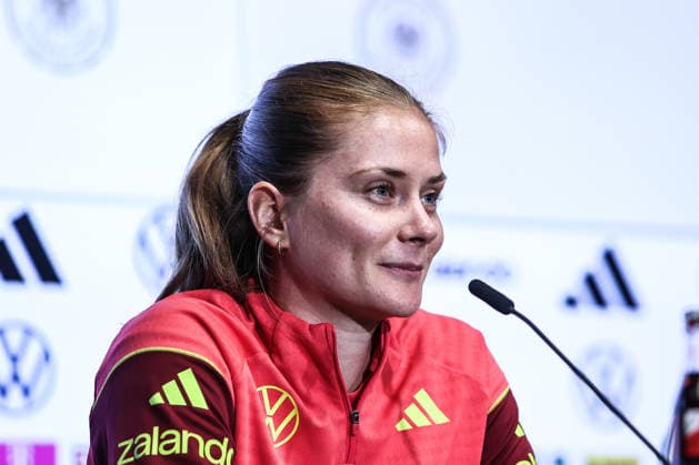 Fussball, WM-Qualifikation Europa (Frauen) Saison 2026 Abschluss Pressekonferenz Deutschland vor dem Spiel gegen Norwegen 04.06.2026, RheinEnergeieSTADION Sjoeke Nüsken (Deutschland) Köln RheinEnergieSTADION Nordrhein-Westfalen Deutschland