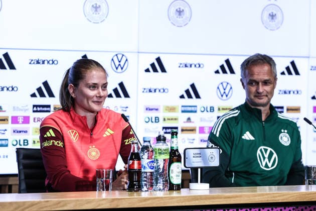 Fussball, WM-Qualifikation Europa (Frauen) Saison 2026 Abschluss Pressekonferenz Deutschland vor dem Spiel gegen Norwegen 04.06.2026, RheinEnergeieSTADION Sjoeke Nüsken (Deutschland) Köln RheinEnergieSTADION Nordrhein-Westfalen Deutschland