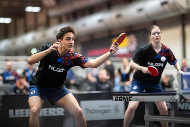 TISCHTENNIS TT-FINALS 2026 IN ERFURT ** NUR FÜR REDAKTIONELLE ZWECKE ** EDITORIAL USE ONLY **<p>04 06 2026-Erfurt: 94. Nationale Deutsche Meisterschaften Damen Herren im Rahmen der Deutschen TT-Finals Deutsche Meisterschaften Jugend 19 Mixed im Foto: Kira Kölling (Post SV Mühlhausen 1951) Till Berbig (USV Jena) ( Deutschland Thueringen Erfurt Copyright: SaschaxFromm