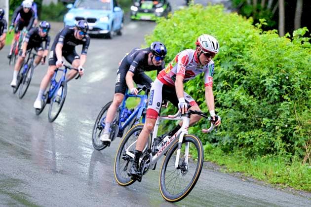 Tour de Wallonie 2026 Stage 4 EUPEN, BELGIUM - JUNE 04 : Rider of Pauwels Sauzen - Altez Industriebouw Cycling Team during stage 4 of the 47th edition of Ethias Tour de Wallonie an UCI ProSeries 2.Pro cycling road race stage for Men Elite of 166.7 km with start in Dison and finish in Eupen on June 4, 2026 in Eupen, Belgium, 04 06 2026 ( Motordriver Pieter Van Herzele - Eupen Belgium  Copyright: xSesx