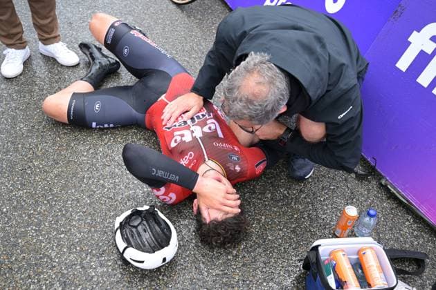 Sport Bilder des Tages Belgian Arnaud De Lie of Lotto-Intermarche pictured after winning the fourth stage of the Tour De Wallonie cycling race, from Dison to Eupen (166,7 km), on Thursday 04 June 2026. DAVIDxPINTENS  x175953901x