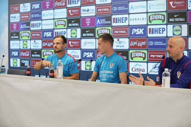 Croatia national team, Nationalteam press conference, PK, Pressekonferenz in Rijeka, Croatia Marin Pongracic and Luka Sucic during Croatia national team press conference at HNK Rijeka Stadium in Rijeka, Croatia on June 04, 2026. as part of pre-world cup training camp and friendly match against Slovenia.  GoranxKovacic PIXSELL